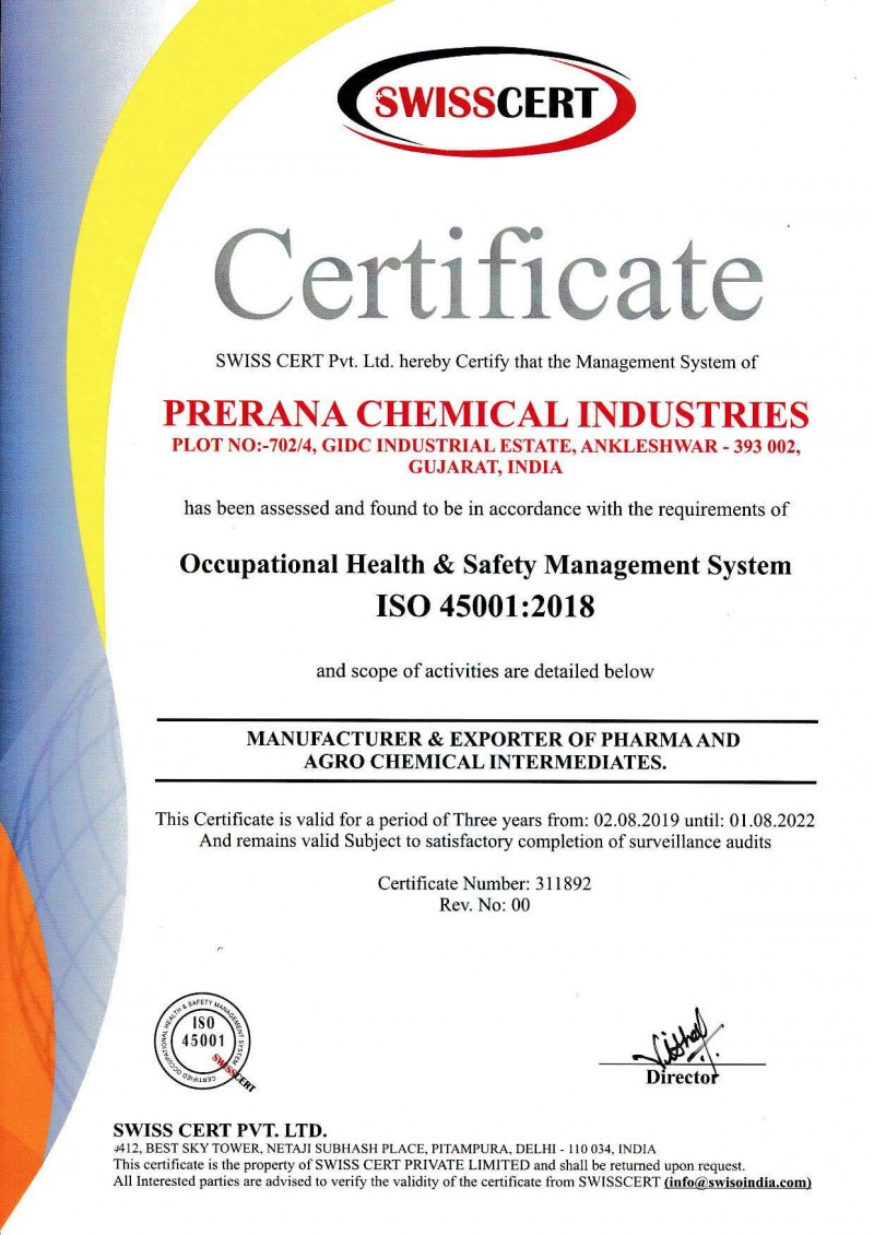 Prerana Chemical Certificate