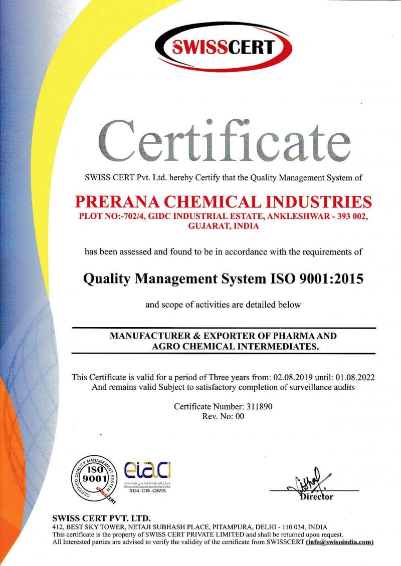 Prerana Chemical Certificate