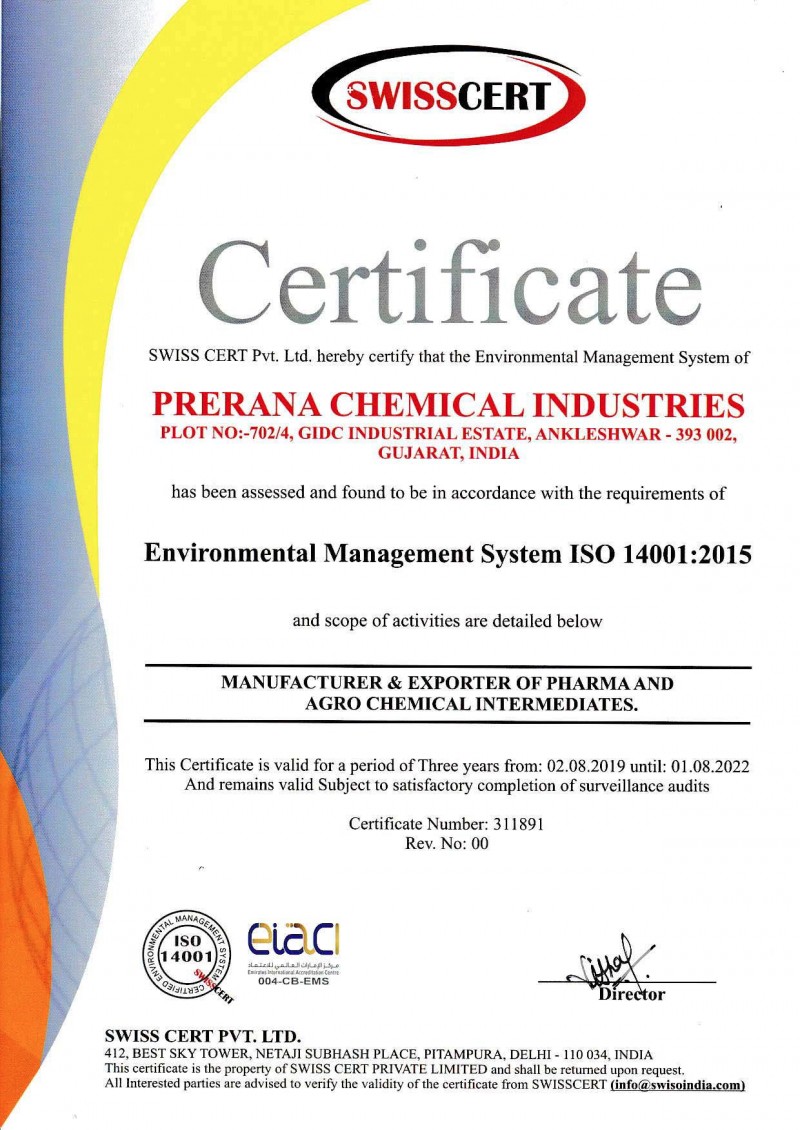 Prerana Chemical Certificate